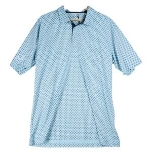 NWT Swannies Golf Mens Hazelwood Polo Shirt Sky Navy Blue Floral Geometric L